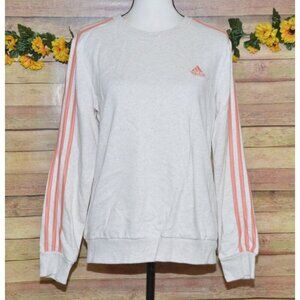 Adidas Ladies 3 Stripe Beige Tan Pullover Sweatshirt Size S Logo Athletic Casual